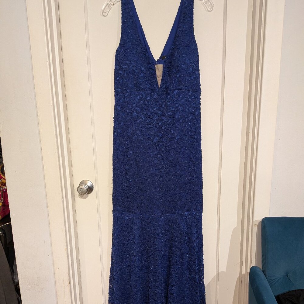 MARINA Blue Gown Sz 16 Sequins Gala, Formal, Red Carpet, Wedding, Party, Stretch